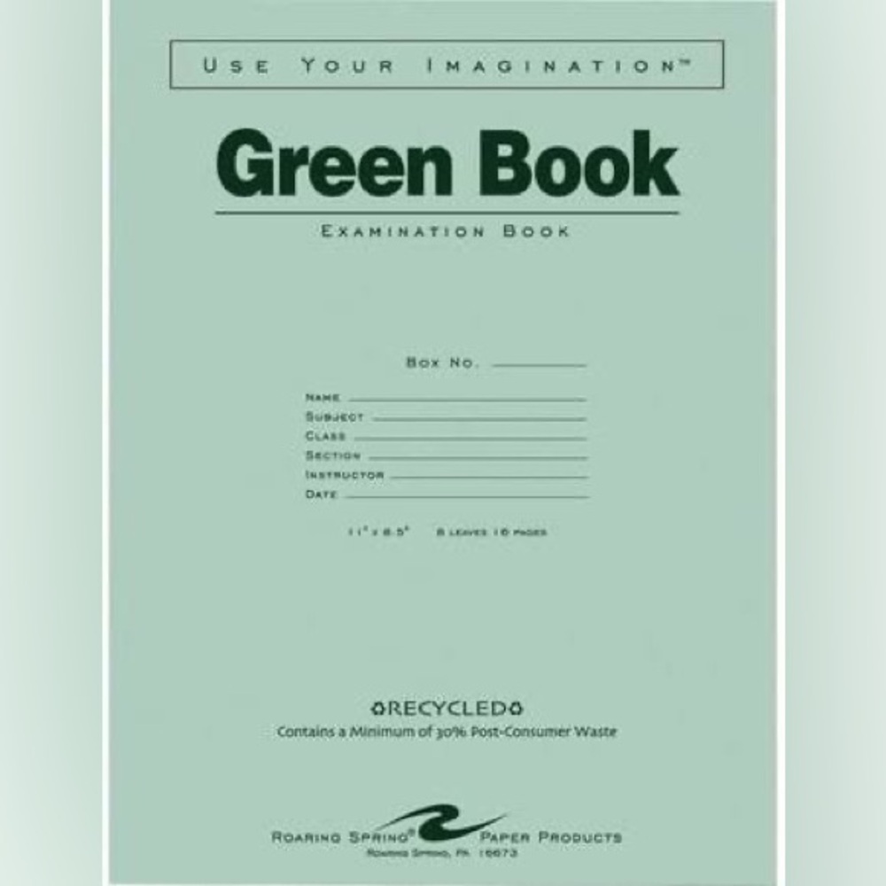 Two (2) Green Examination Books